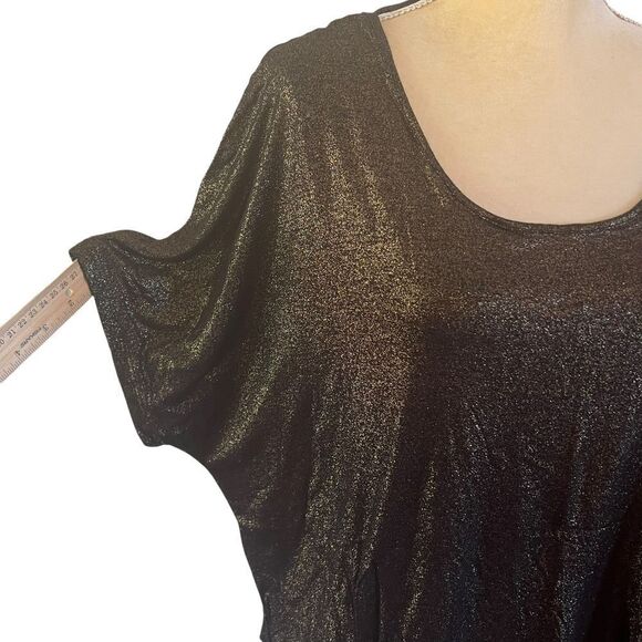 Juicy Couture Shimmering Metallic Short Sleeve Top with Open Back Detail Blouse - Picture 12 of 14